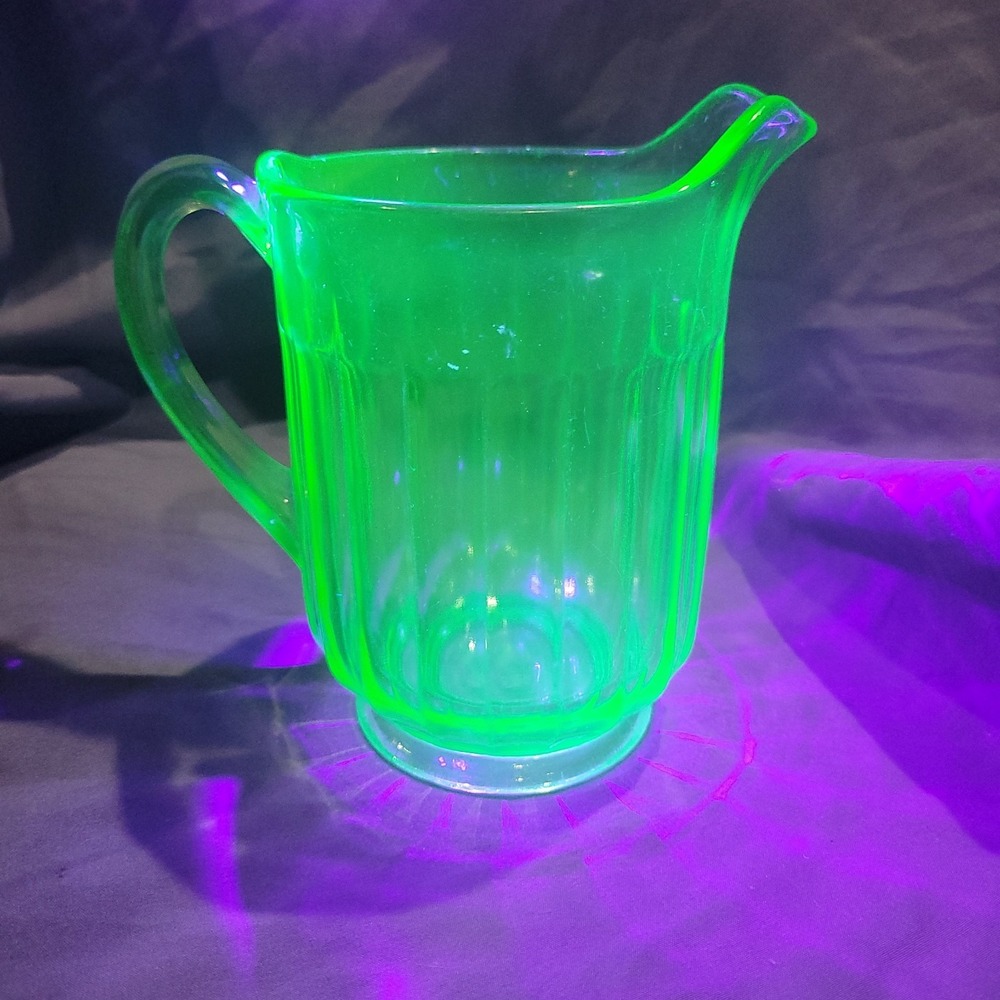 Vintage Green Depression Glass Uranium Water Pitcher